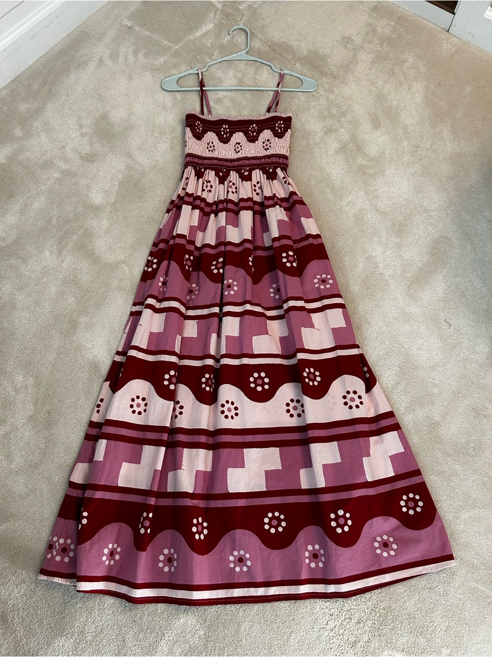 Madewell Pink and Burgundy Striped Floral Maxi Dress